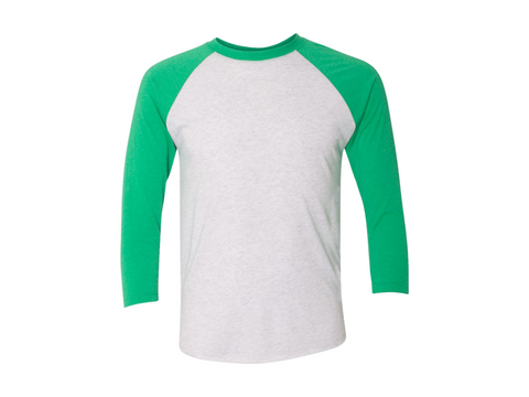 Next Level 6051 Triblend 3/4-Sleeve Raglan Unisex Tee 50/25/25 Poly/cotton/rayon