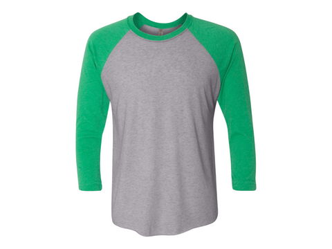 Next Level 6051 Triblend 3/4-Sleeve Raglan Unisex Tee 50/25/25 Poly/cotton/rayon