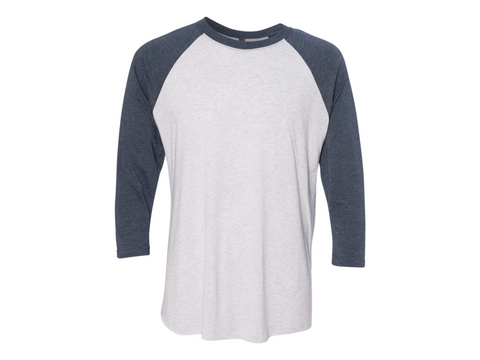 Next Level 6051 Triblend 3/4-Sleeve Raglan Unisex Tee 50/25/25 Poly/cotton/rayon