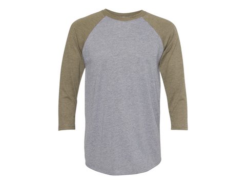 Next Level 6051 Triblend 3/4-Sleeve Raglan Unisex Tee 50/25/25 Poly/cotton/rayon