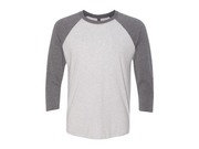 Next Level 6051 Triblend 3/4-Sleeve Raglan Unisex Tee 50/25/25 Poly/cotton/rayon