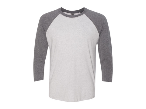 Next Level 6051 Triblend 3/4-Sleeve Raglan Unisex Tee 50/25/25 Poly/cotton/rayon