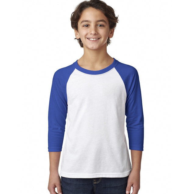 Next Level 3352 Youth Heather Colors 3/4 Sleeve Raglan Tee 60/40 Cotton/Poly