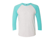 Next Level 6051 Triblend 3/4-Sleeve Raglan Unisex Tee 50/25/25 Poly/cotton/rayon