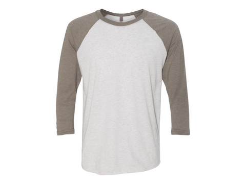 Next Level 6051 Triblend 3/4-Sleeve Raglan Unisex Tee 50/25/25 Poly/cotton/rayon