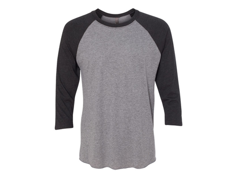 Next Level 6051 Triblend 3/4-Sleeve Raglan Unisex Tee 50/25/25 Poly/cotton/rayon