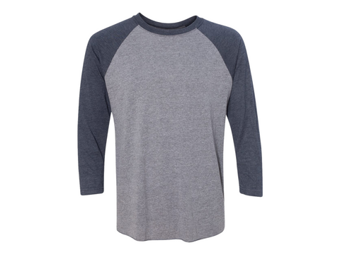 Next Level 6051 Triblend 3/4-Sleeve Raglan Unisex Tee 50/25/25 Poly/cotton/rayon