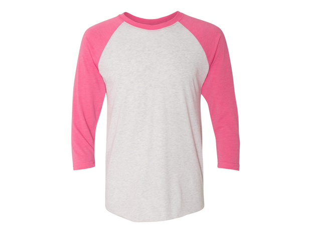 Next Level 6051 Triblend 3/4-Sleeve Raglan Unisex Tee 50/25/25 Poly/cotton/rayon