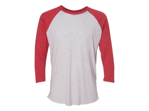 Next Level 6051 Triblend 3/4-Sleeve Raglan Unisex Tee 50/25/25 Poly/cotton/rayon