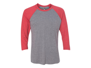 Next Level 6051 Triblend 3/4-Sleeve Raglan Unisex Tee 50/25/25 Poly/cotton/rayon